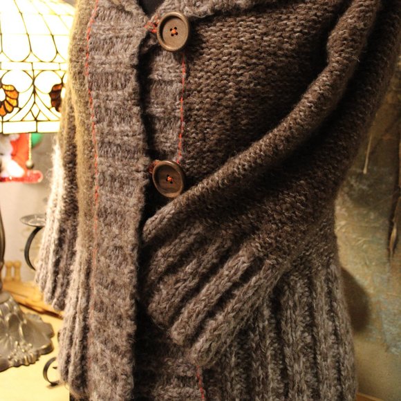 💛FREE PEOPLE Button Hoodie Knit Sweater - Picture 2 of 7